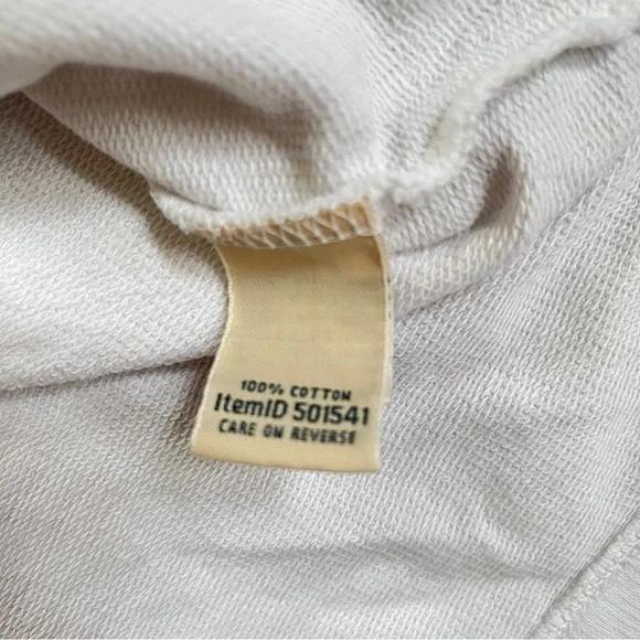 LL Bean Women's White Cotton French Terry 1/4 Button Pullover with Navy Trim - Picture 10 of 16